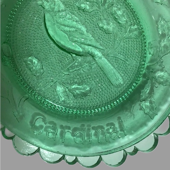 Vintage Pairpoint Glass Cup Plate Cardinal, Green - Picture 3 of 7